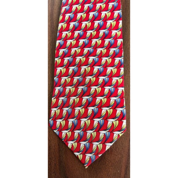 Vintage Stonehenge Miracle Expressions Tie Abstract Birds Red Blue Yellow Geomet - Picture 2 of 7